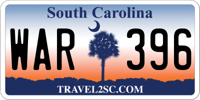 SC license plate WAR396