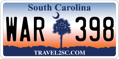 SC license plate WAR398