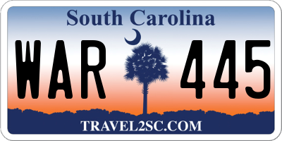 SC license plate WAR445