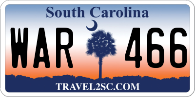 SC license plate WAR466