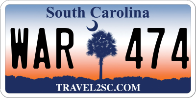 SC license plate WAR474