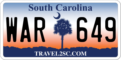 SC license plate WAR649