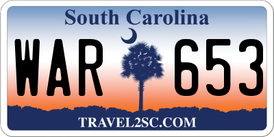 SC license plate WAR653