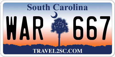 SC license plate WAR667