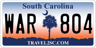 SC license plate WAR804