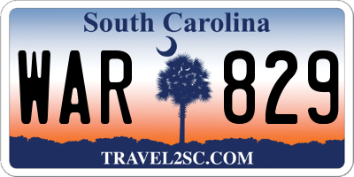 SC license plate WAR829