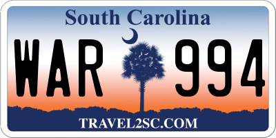 SC license plate WAR994