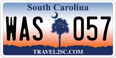 SC license plate WAS057
