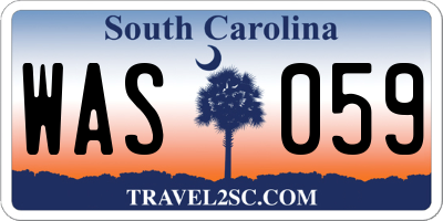 SC license plate WAS059