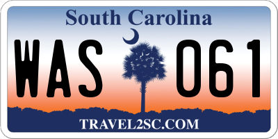 SC license plate WAS061