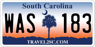 SC license plate WAS183