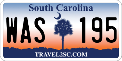 SC license plate WAS195
