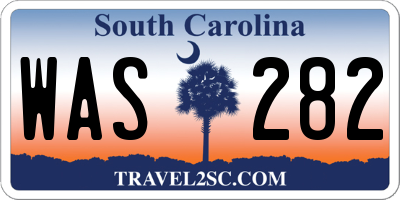 SC license plate WAS282