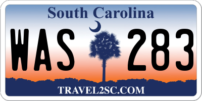 SC license plate WAS283