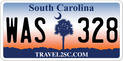SC license plate WAS328