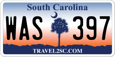 SC license plate WAS397