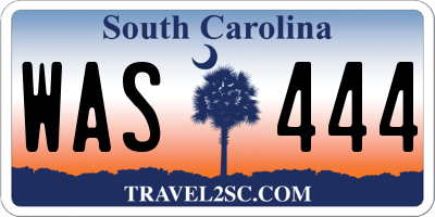 SC license plate WAS444