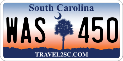 SC license plate WAS450