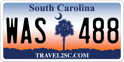 SC license plate WAS488