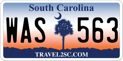 SC license plate WAS563