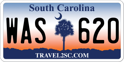 SC license plate WAS620