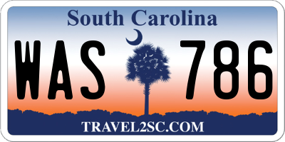 SC license plate WAS786