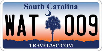 SC license plate WAT009