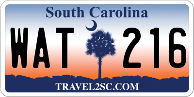 SC license plate WAT216