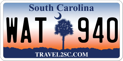 SC license plate WAT940