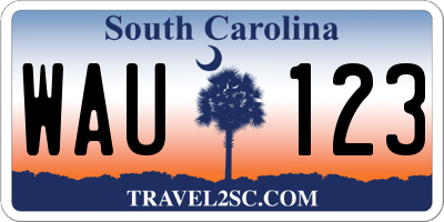 SC license plate WAU123