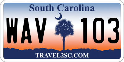 SC license plate WAV103
