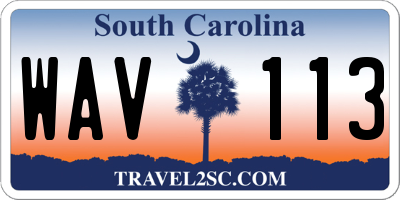 SC license plate WAV113