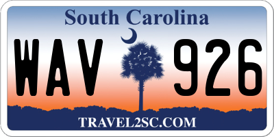 SC license plate WAV926