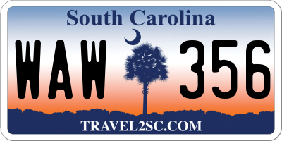SC license plate WAW356