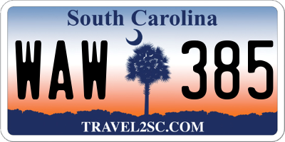 SC license plate WAW385