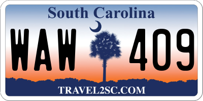 SC license plate WAW409