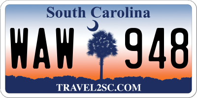 SC license plate WAW948