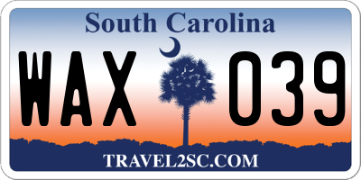 SC license plate WAX039