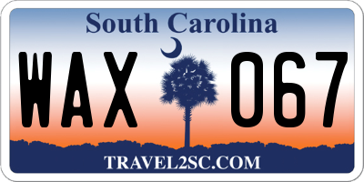 SC license plate WAX067