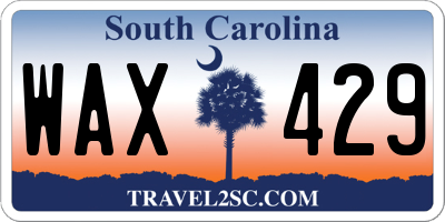 SC license plate WAX429