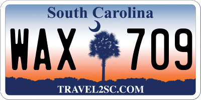 SC license plate WAX709