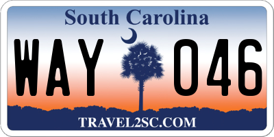 SC license plate WAY046