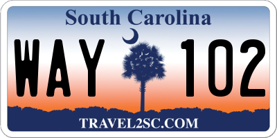 SC license plate WAY102