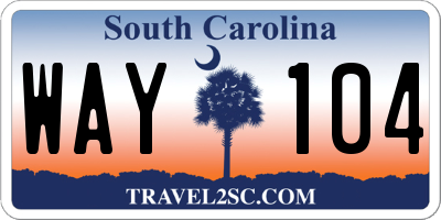 SC license plate WAY104