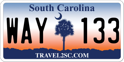 SC license plate WAY133