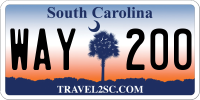 SC license plate WAY200