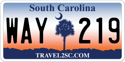 SC license plate WAY219