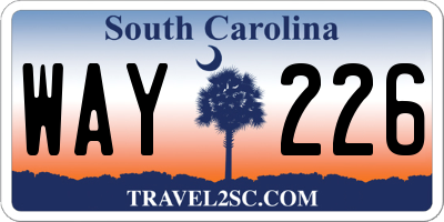 SC license plate WAY226