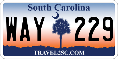 SC license plate WAY229