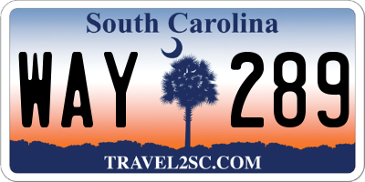 SC license plate WAY289
